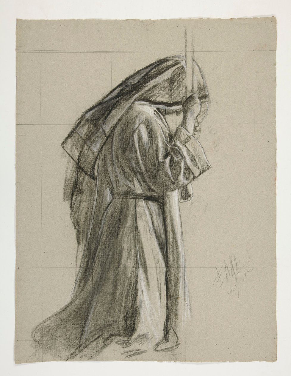 Figurenstudie für die Ritterschlagung von Sir Galahad, aus Die Suche nach dem Heiligen Gral (eine Serie von fünfzehn Gemälden für die Boston Public Library, abgeschlossen 1901) von Edwin Austin Abbey