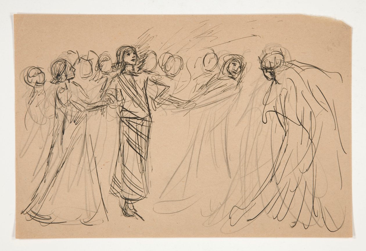 Galahad und die gefangenen Tugenden, Studie für Die Suche nach dem Heiligen Gral (Serie von fünfzehn Gemälden für die Boston Public Library, abgeschlossen 1901) von Edwin Austin Abbey