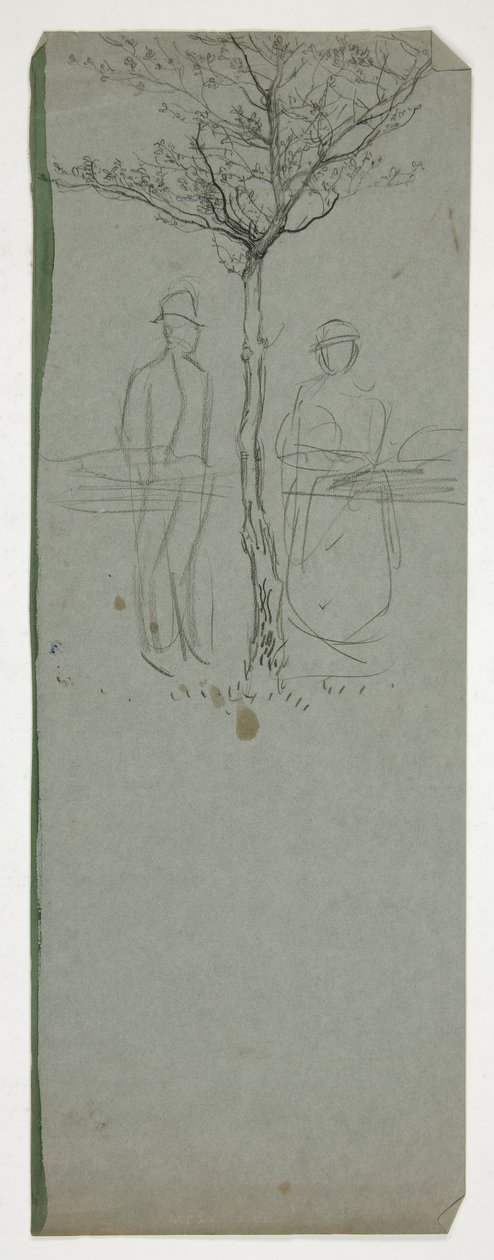 Mann und Frau unter einem Baum - (unidentifizierte Illustration) von Edwin Austin Abbey