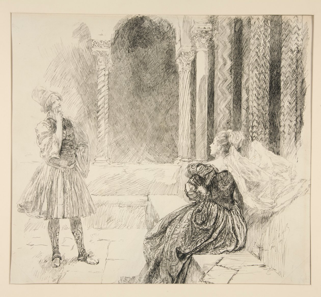 Olivia und Viola, Illustration zu Akt I, Szene v, Was ihr wollt von Edwin Austin Abbey