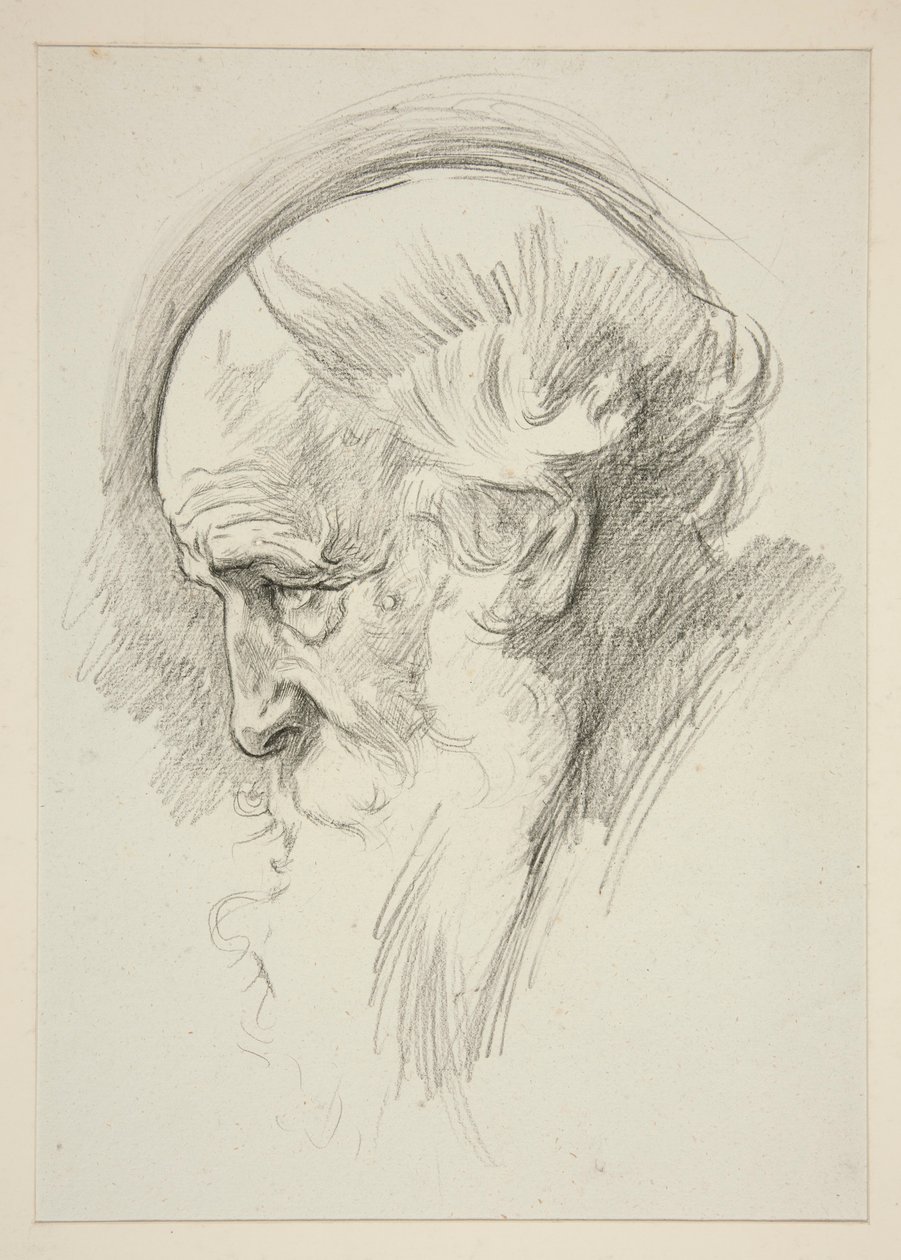 Porträt eines alten bärtigen Mannes im Profil von Edwin Austin Abbey