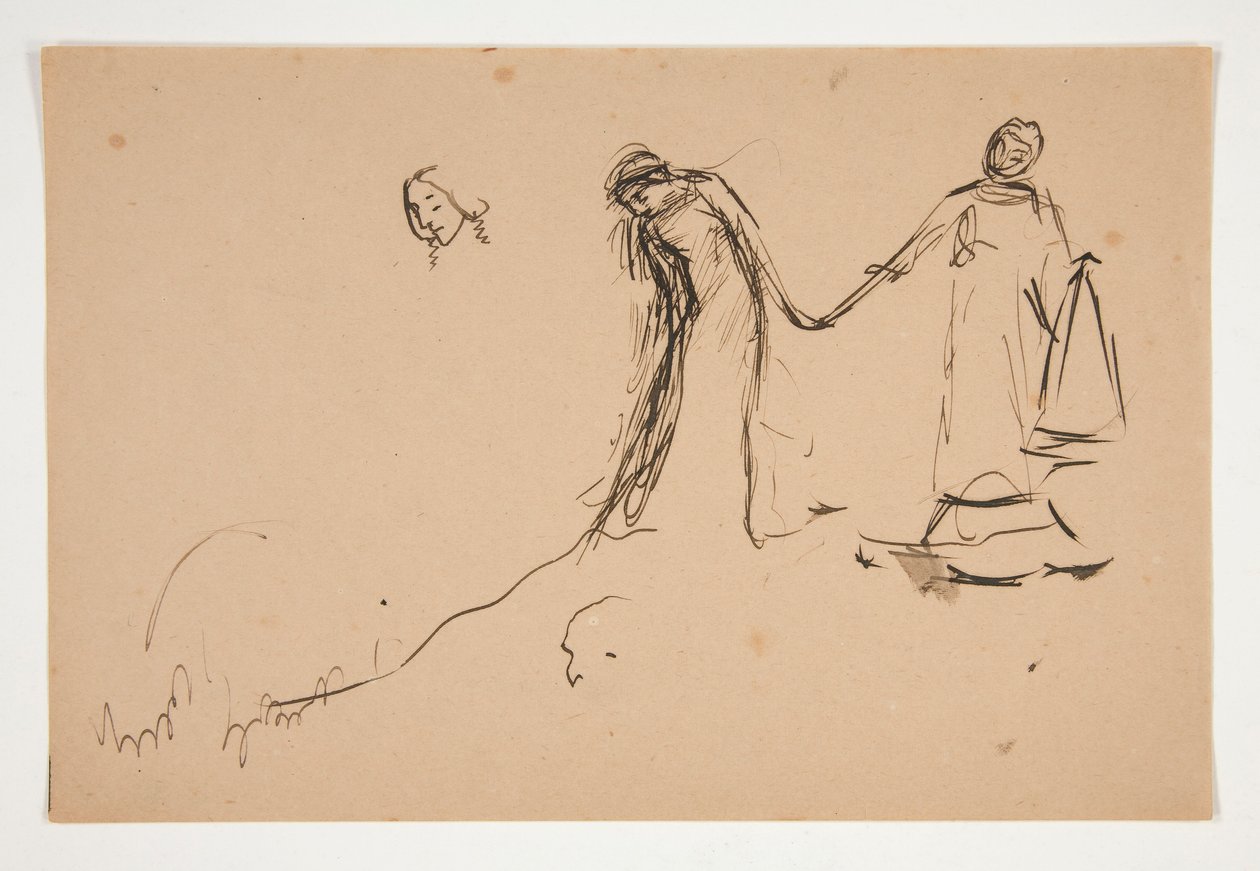 Vorzeichnung von Helena und Lafeu für Akt IV, Szene III, Alles von Edwin Austin Abbey