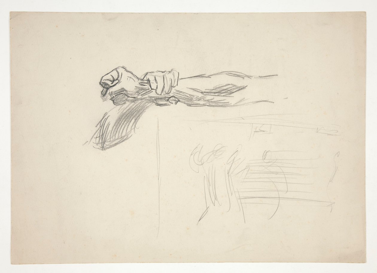 Skizze von zwei Armen im Kampf von Edwin Austin Abbey