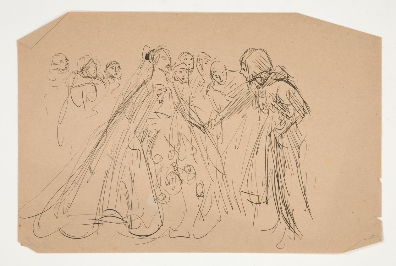 Studie für Die Suche nach dem Heiligen Gral (Serie von fünfzehn Gemälden für die Boston Public Library, abgeschlossen 1901) von Edwin Austin Abbey