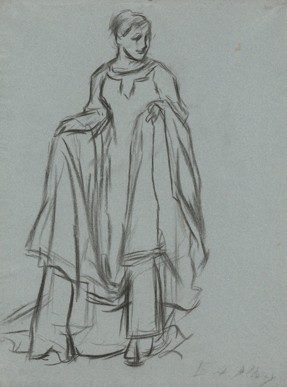 Studie für drapierte Frau, Figurenstudie für Die Suche nach dem Heiligen Gral (Serie von 15 Gemälden für die Boston Public Library, abgeschlossen 1901) von Edwin Austin Abbey