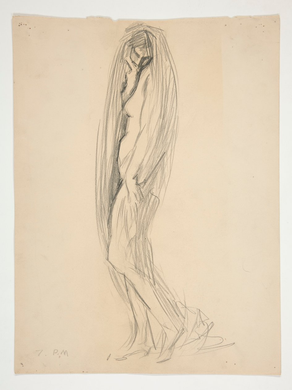 Studie für Figur von 19 Uhr für von Edwin Austin Abbey