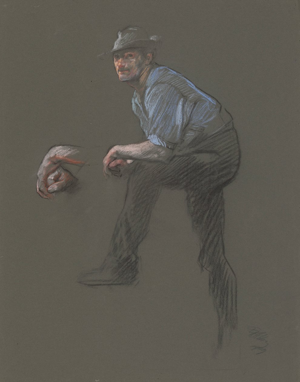 Studie für die Figur eines Arbeiters in von Edwin Austin Abbey
