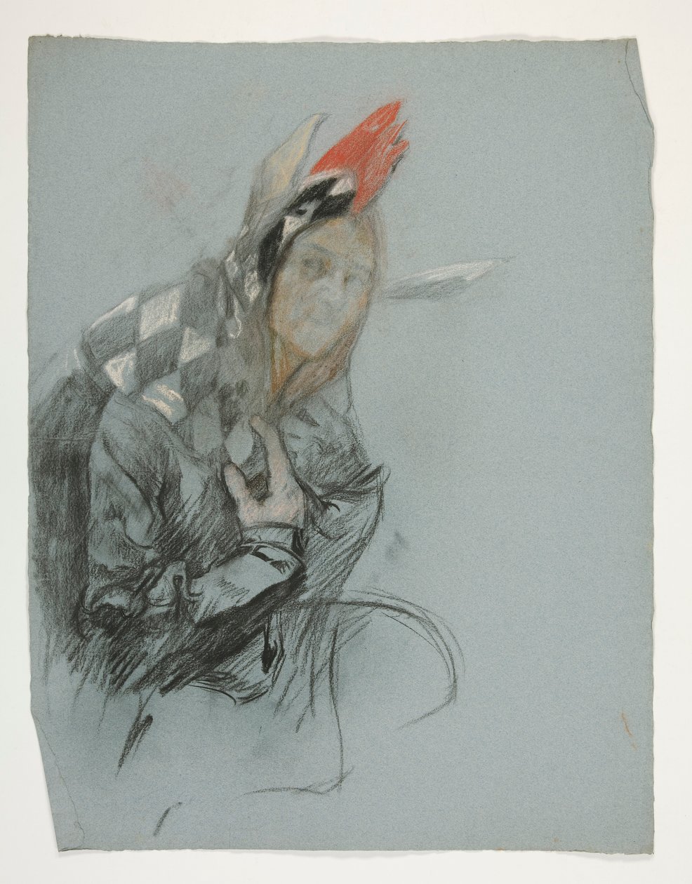 Studie eines Narren (ungenutzt), für die Suche nach dem Heiligen Gral (eine Serie von fünfzehn Gemälden für die Boston Public Library, abgeschlossen 1901) von Edwin Austin Abbey