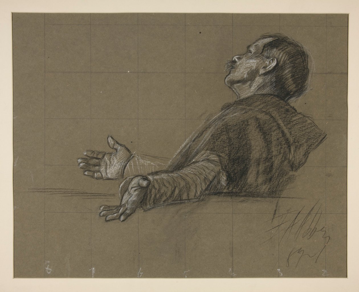 Studie einer bekleideten Figur, für die Wandgemälde-Serie Die Suche nach dem Heiligen Gral in der Boston Public Library von Edwin Austin Abbey