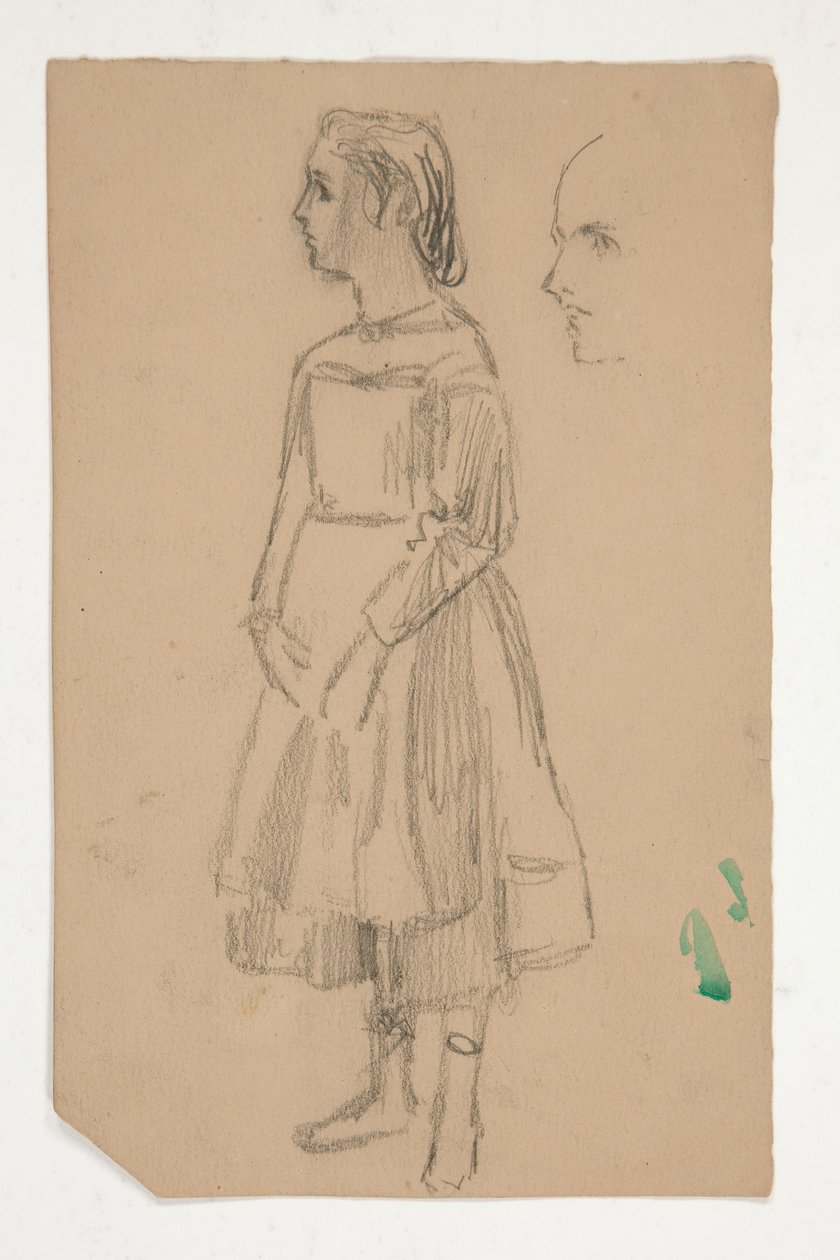 Studie eines jungen Mädchens in einer Schürze von Edwin Austin Abbey