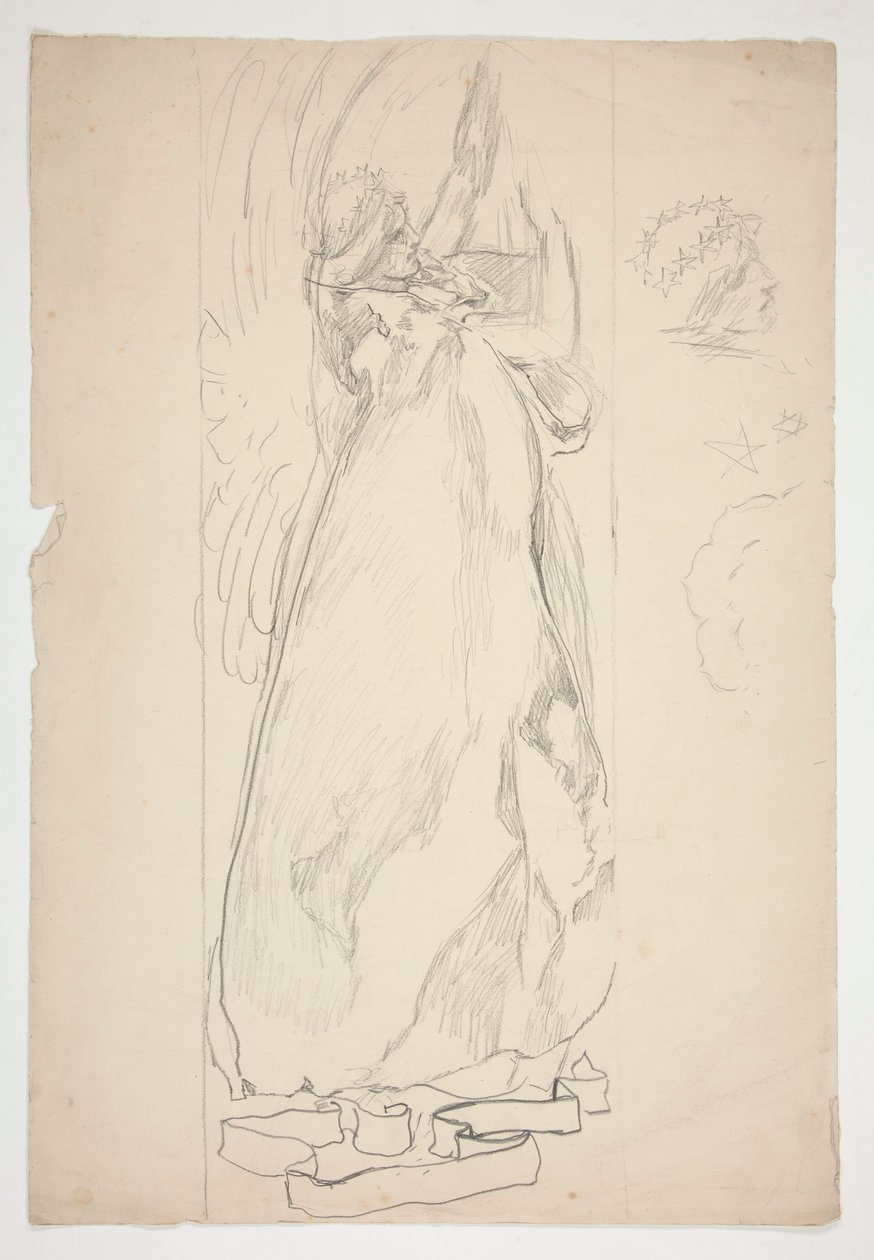 Studie eines Engels (für Buntglas? für eine Decke?) von Edwin Austin Abbey