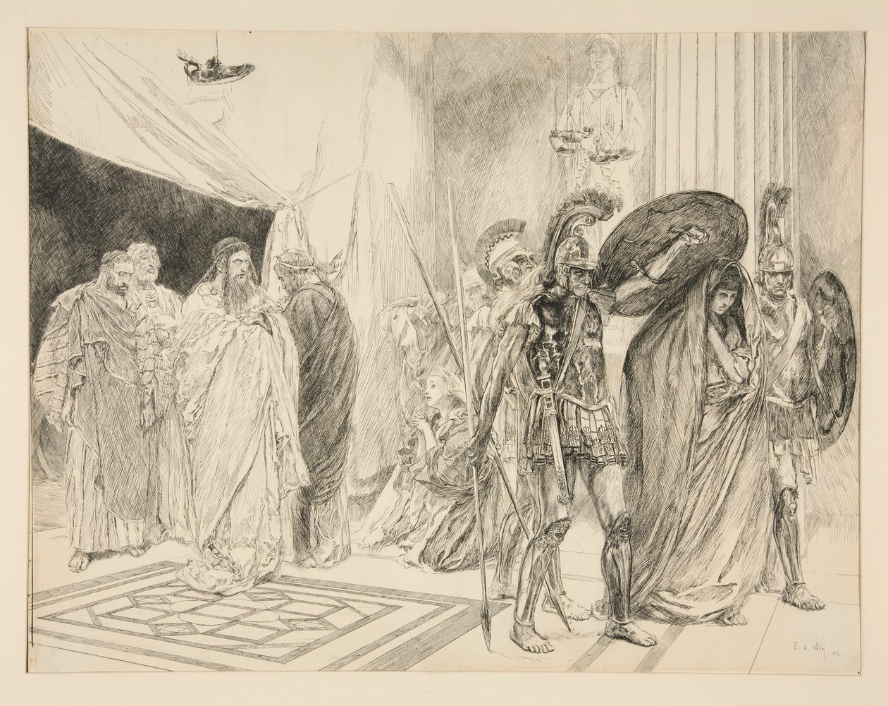 Die Gefangenschaft der Königin - Akt II, Szene I, Der Winter von Edwin Austin Abbey