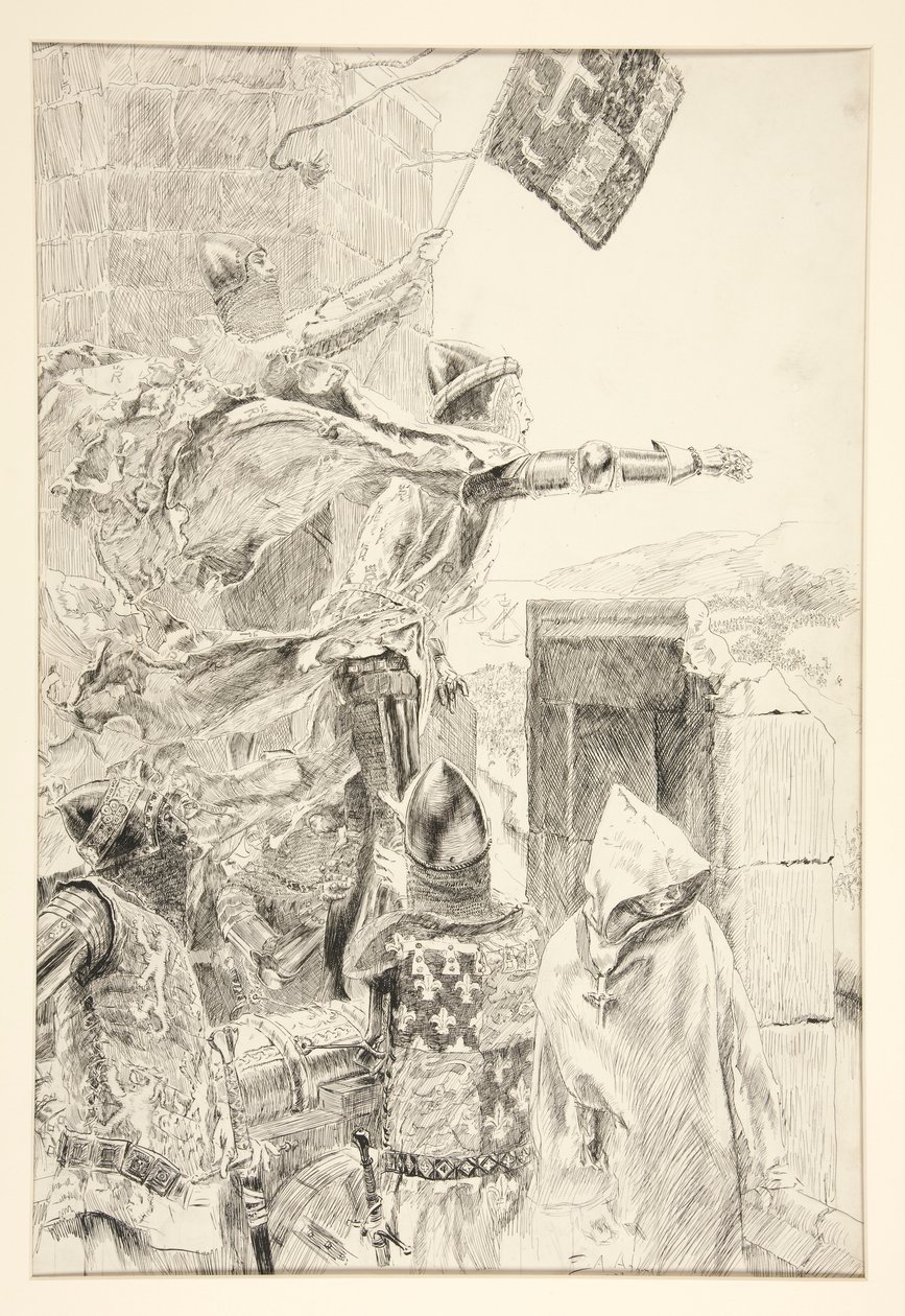 Der König an der Mauer von Flint Castle von Edwin Austin Abbey