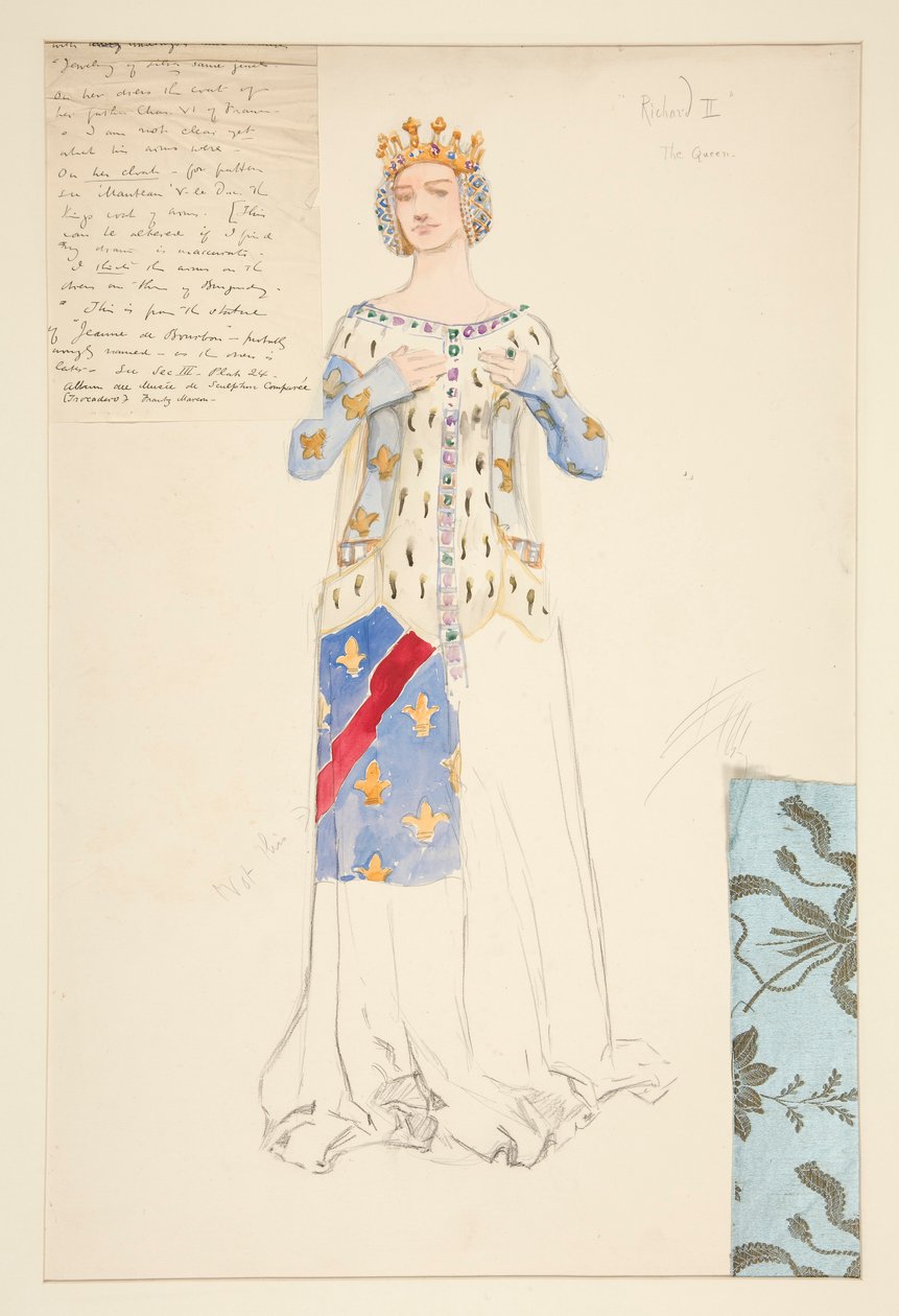 Die Königin, Kostümskizze für König Richard II von Edwin Austin Abbey