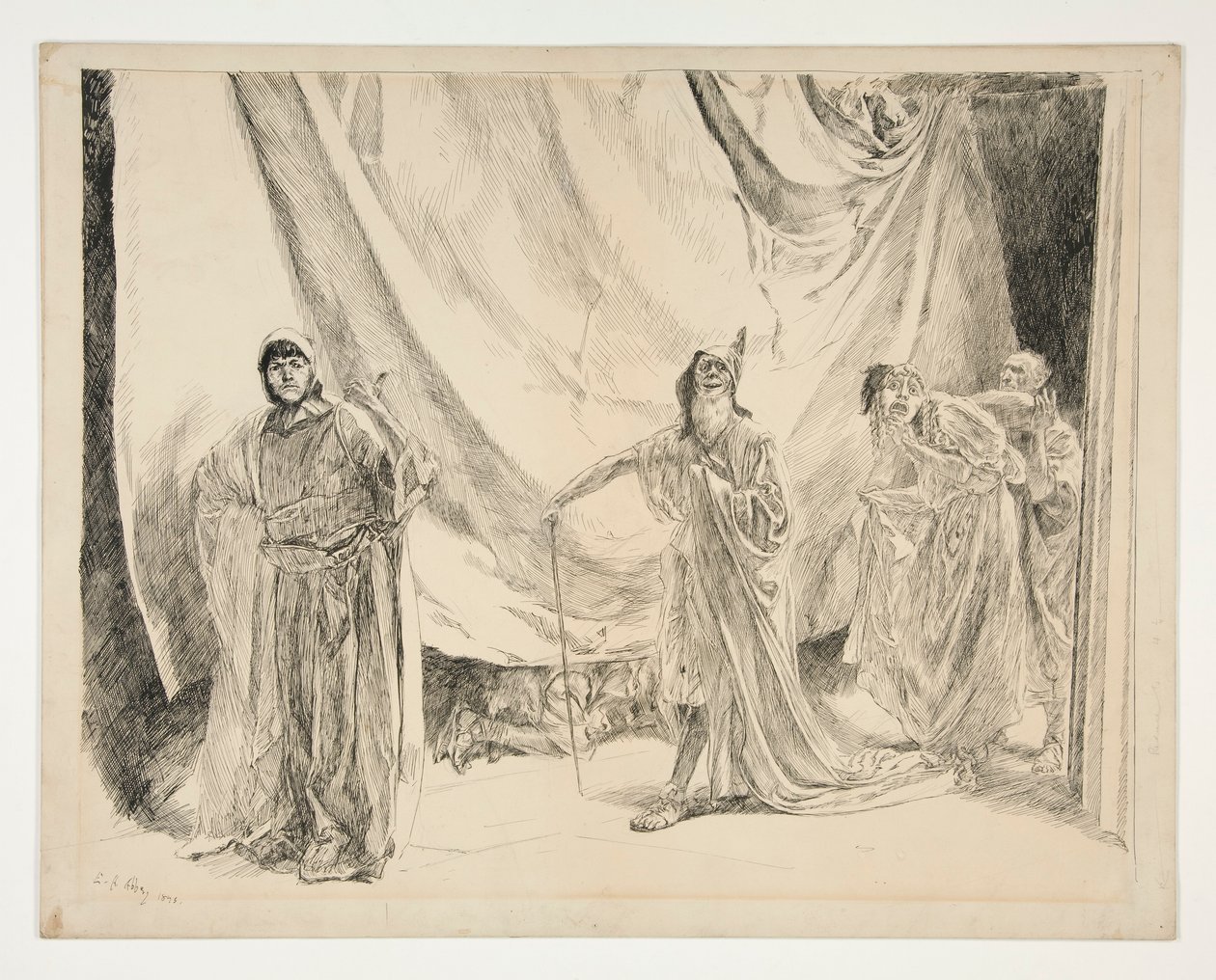 Der Wiedereintritt der Spieler, Illustration für Akt V, Szene I, Ein Sommernachtstraum von Edwin Austin Abbey