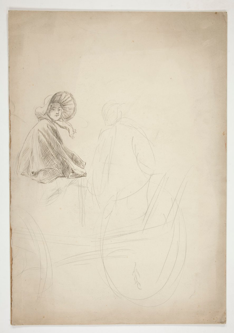 Zwei Figuren auf einem Wagen (unidentifizierte Illustration) von Edwin Austin Abbey