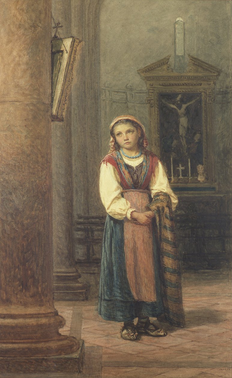 Italienisches Mädchen in der Kirche von Edwin Bale