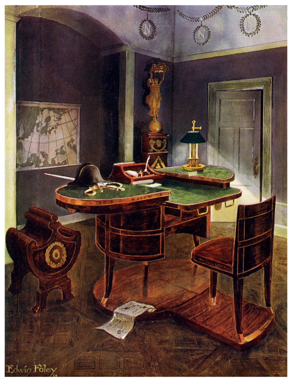 Kampagnenschreibtisch von Napoleon I., Schloss Malmaison, Frankreich, 1911-1912 von Edwin Foley