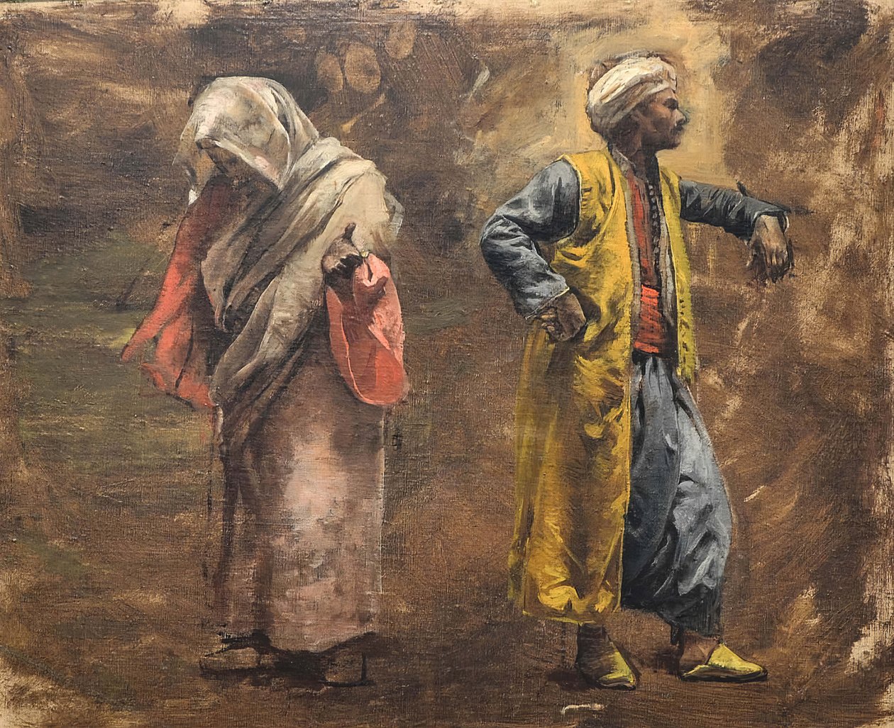 Studie von zwei Figuren, ca. 1878 von Edwin Lord Weeks