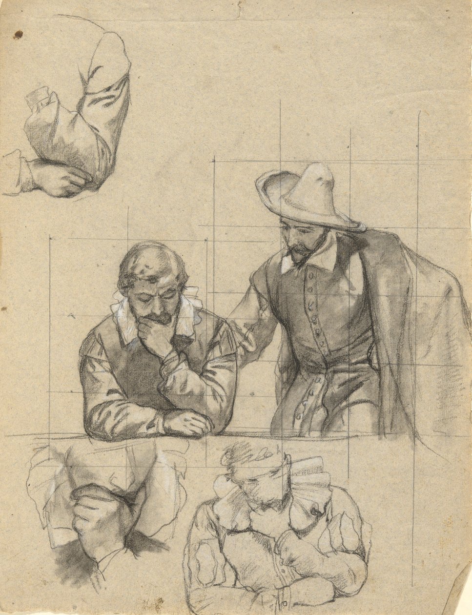 Unidentifizierte Gruppe, Skizze für die Unterzeichnung des Vertrags in der Kabine der Mayflower von Edwin White