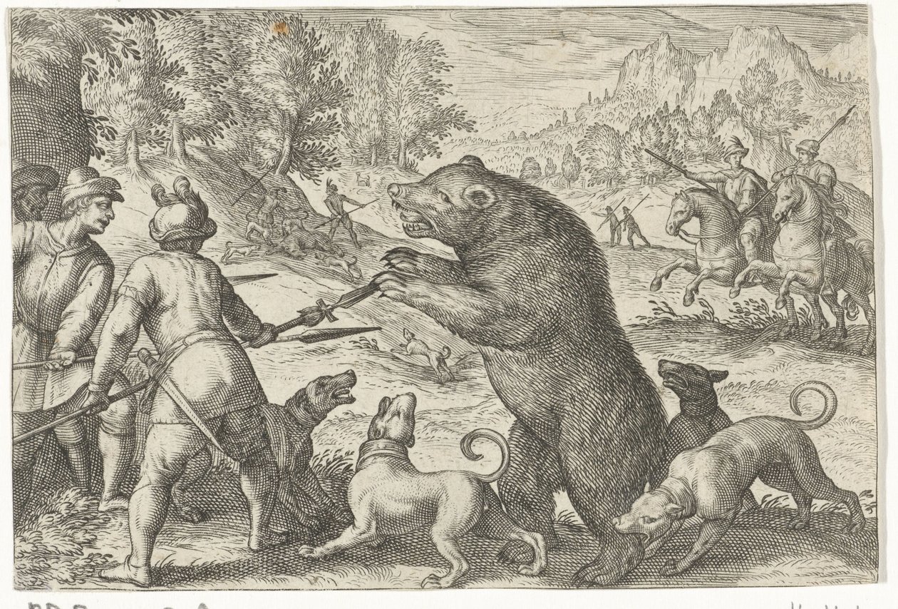Landschaft mit Bärenjagd von Egbert Jansz.