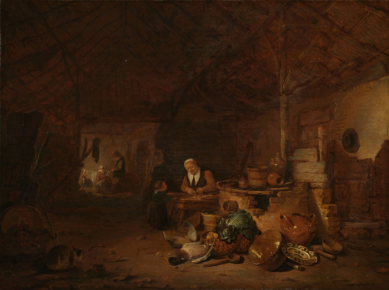 Innenraum einer Scheune von Egbert Lievensz. van der Poel