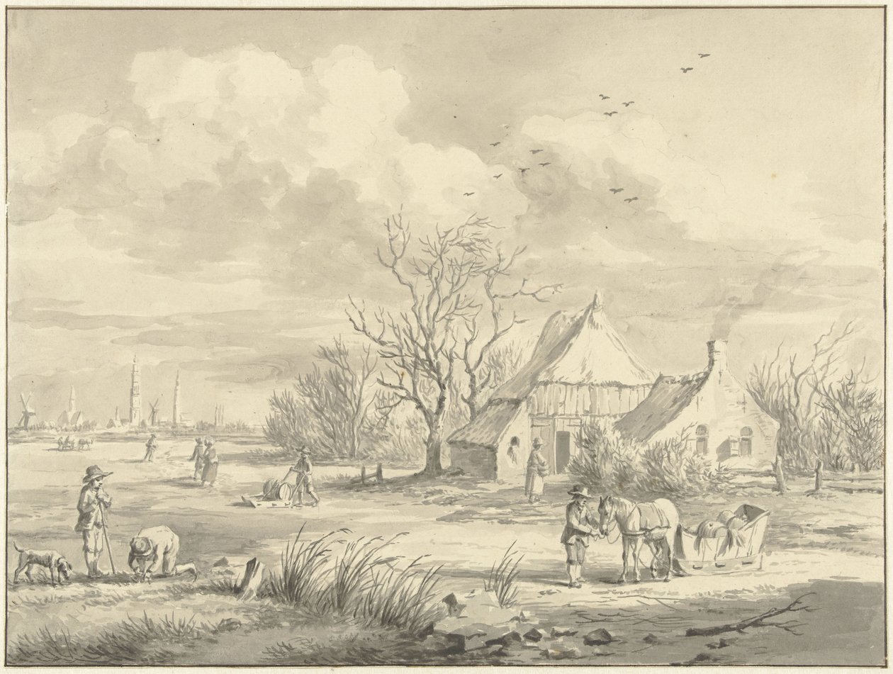 Das Porenhaus mit der Stadt Groningen in der Ferne von Egbert van Marum