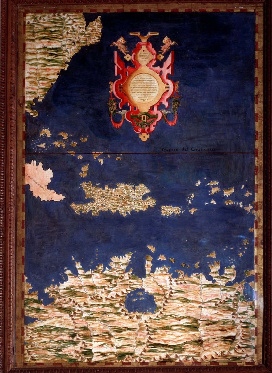 Karte von Santo Domingo oder Hispaniola, erstellt von Egnazio Danti um 1567 von Egnazio Danti