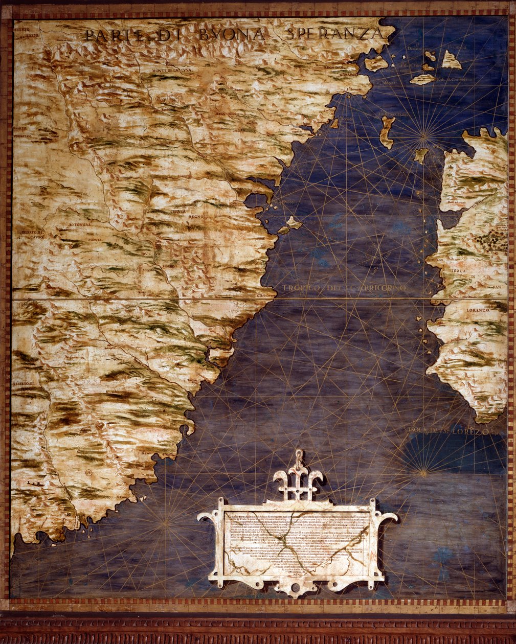 Südafrika und Kap der Guten Hoffnung Karte von Egnazio Danti, um 1567. Florenz, Palazzo Vecchio, Sala del Mappamondo von Egnazio Danti
