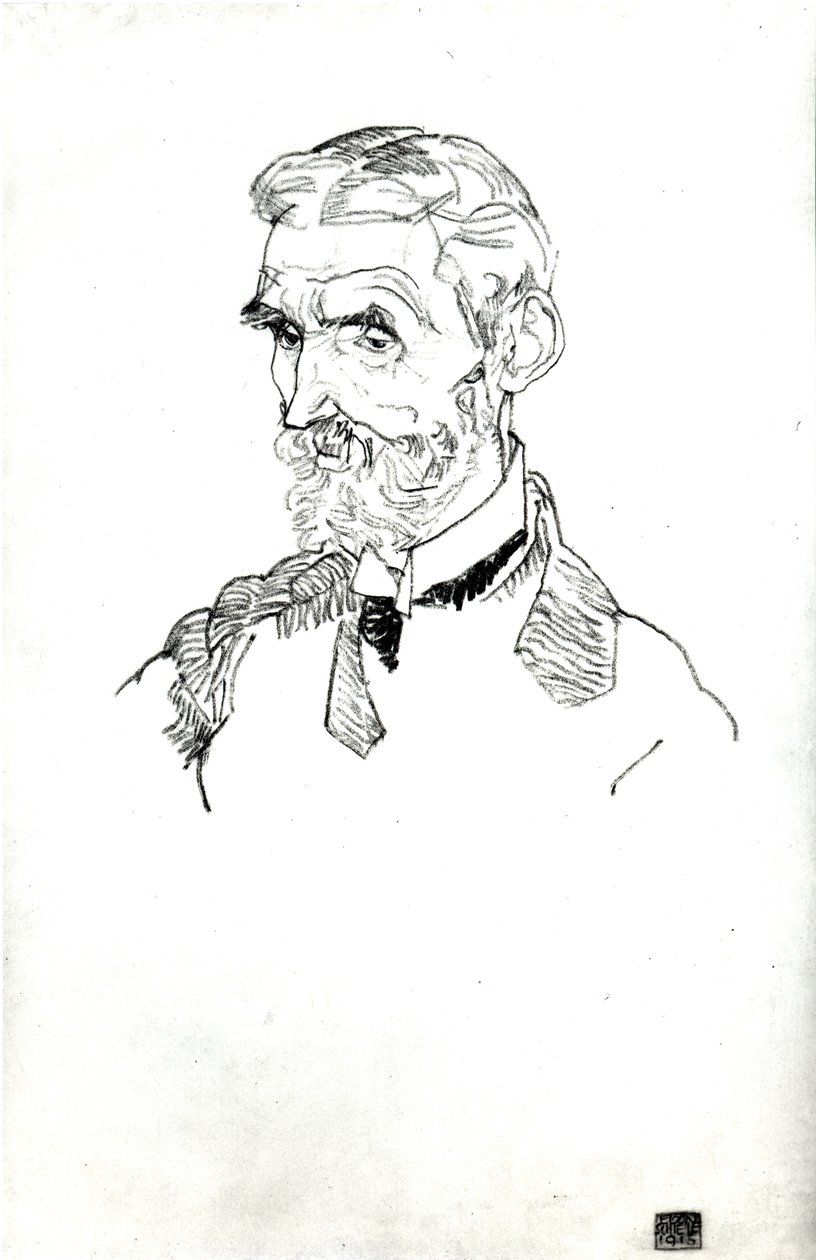 Porträt des Schwiegervaters des Künstlers, Johann Harms, 1915 von Egon Schiele