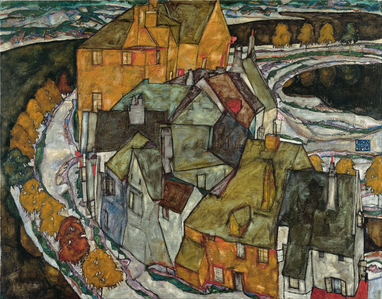 Der Häuserbogen II („Inselstadt“) von Egon Schiele