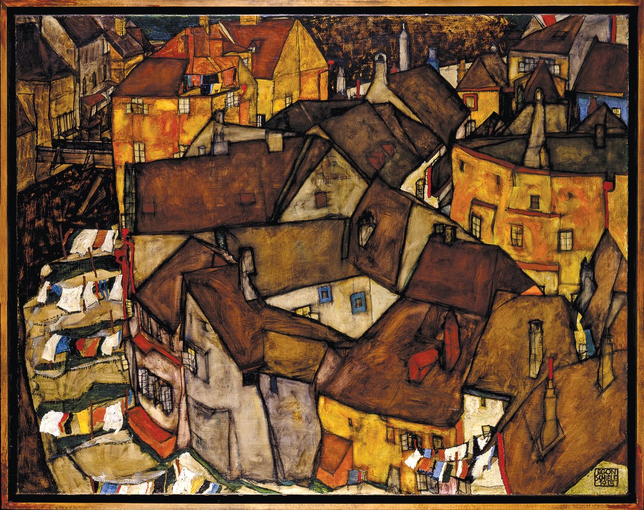 Krumau - Häuserbogen (Die kleine Stadt V) von Egon Schiele