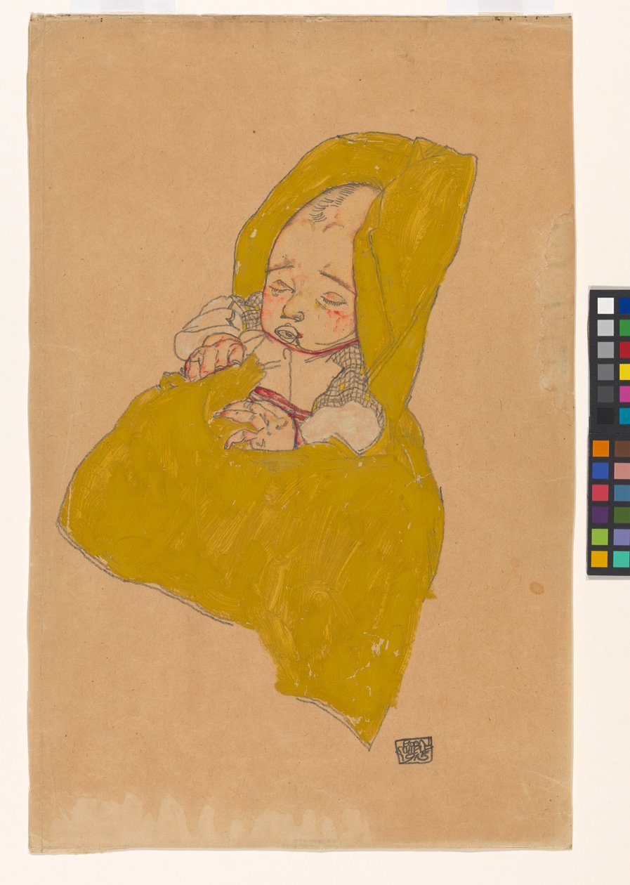 Säugling im Wickelpolster von Egon Schiele