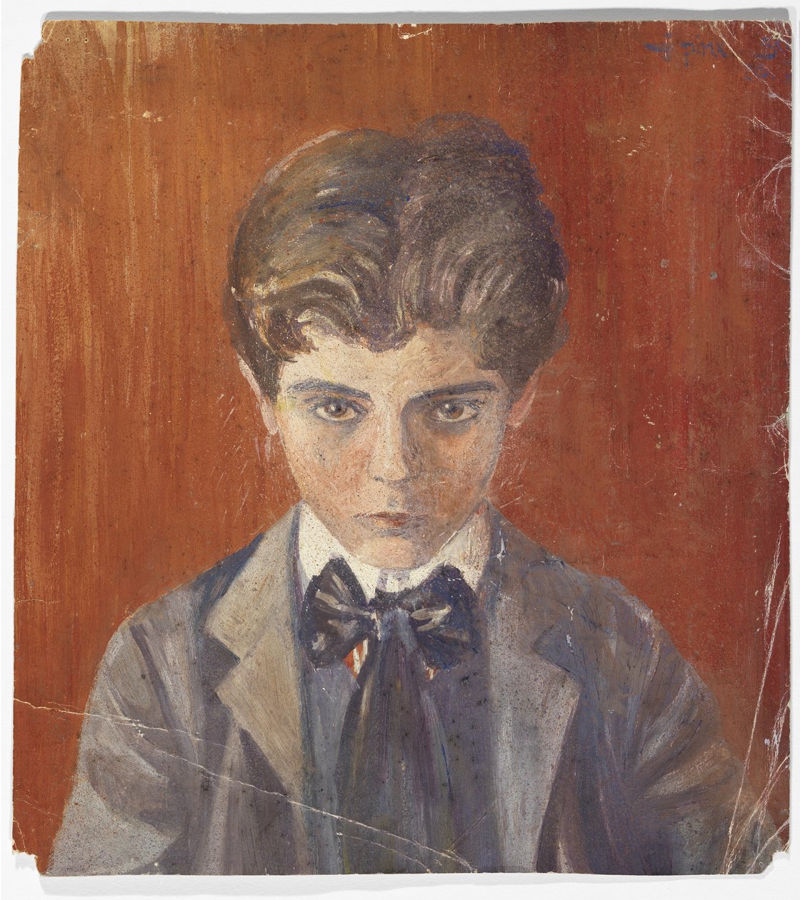 Selbstbildnis vor rotem Hintergrund von Egon Schiele