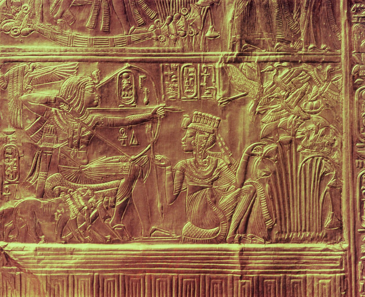 Detail vom goldenen Schrein, Schatz des Tutanchamun von Egyptian 18th Dynasty