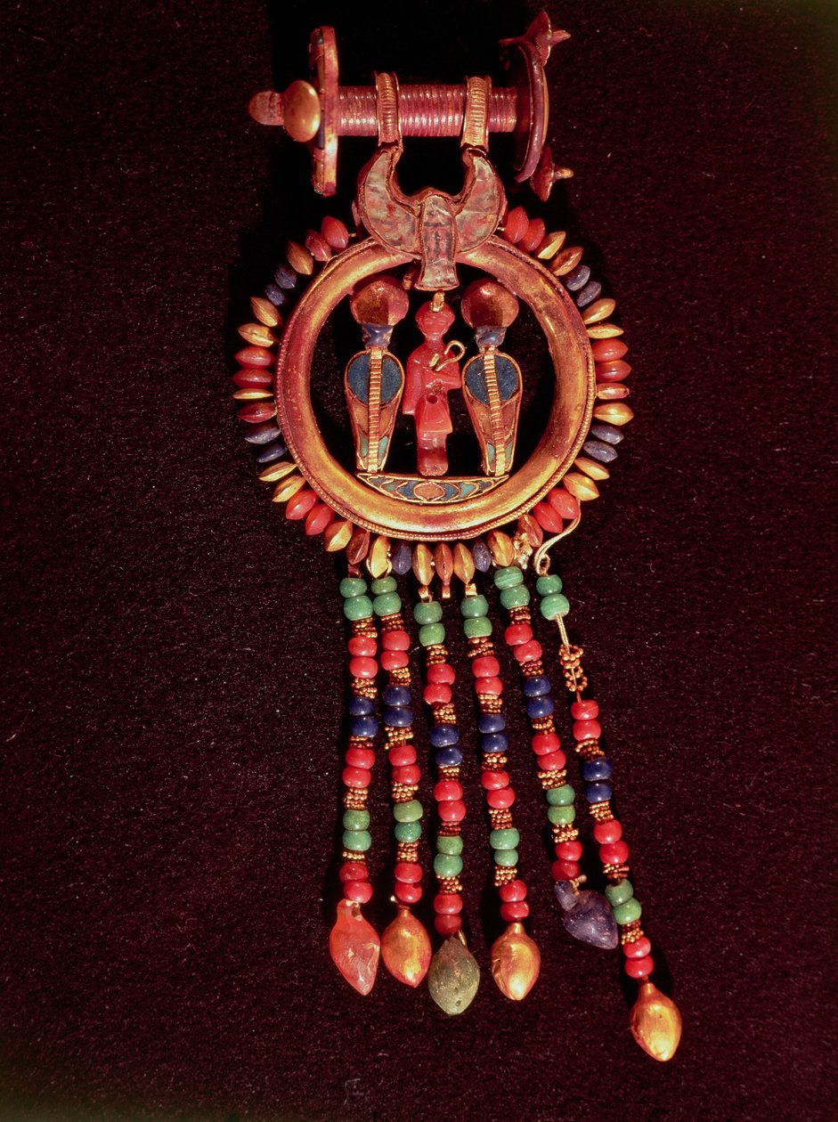 Ohrring aus dem Grab von Tutanchamun, Tal der Könige, Theben, ca. 1336-1327 v. Chr., Neues Reich von Egyptian 18th Dynasty