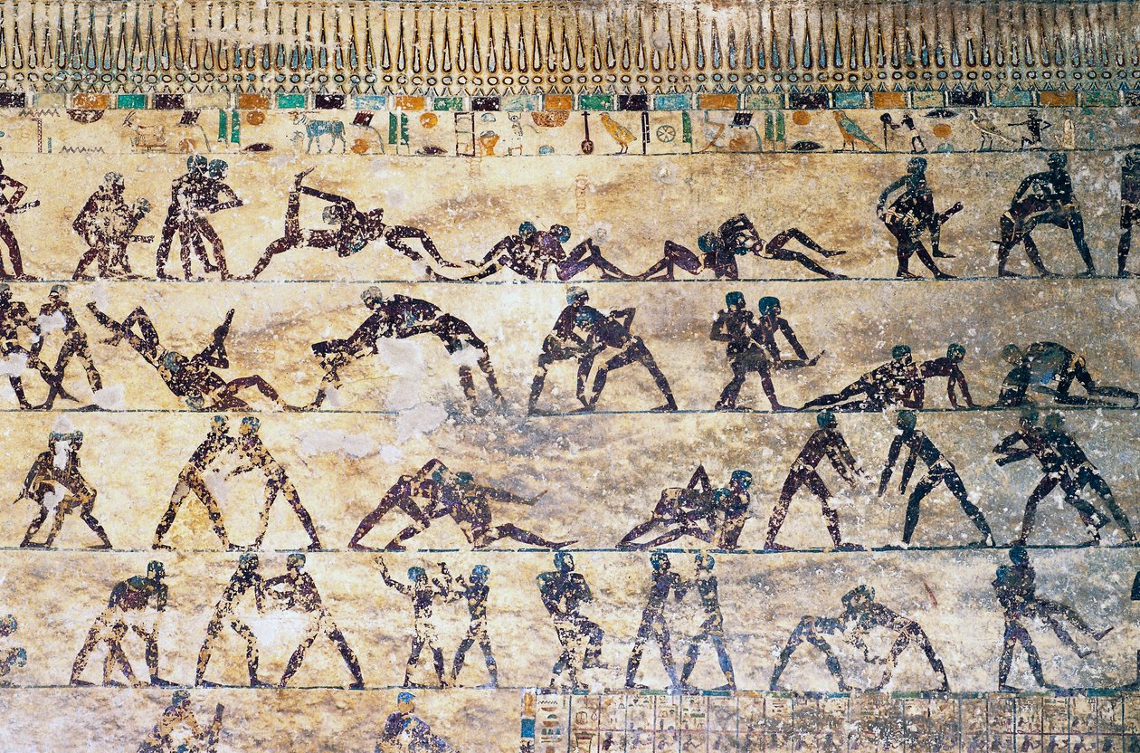 Kampfszenen, Wandmalerei, Kethi-Grab, Beni Hasan Nekropole, Ägypten, Mittleres Reich, Dynastie XII von Egyptian 12th Dynasty