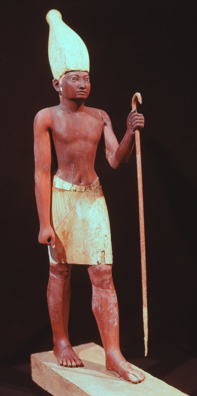 Statue von Sesostris I (regierte 1971-28 v. Chr.) mit einer weißen Krone von Egyptian 12th Dynasty