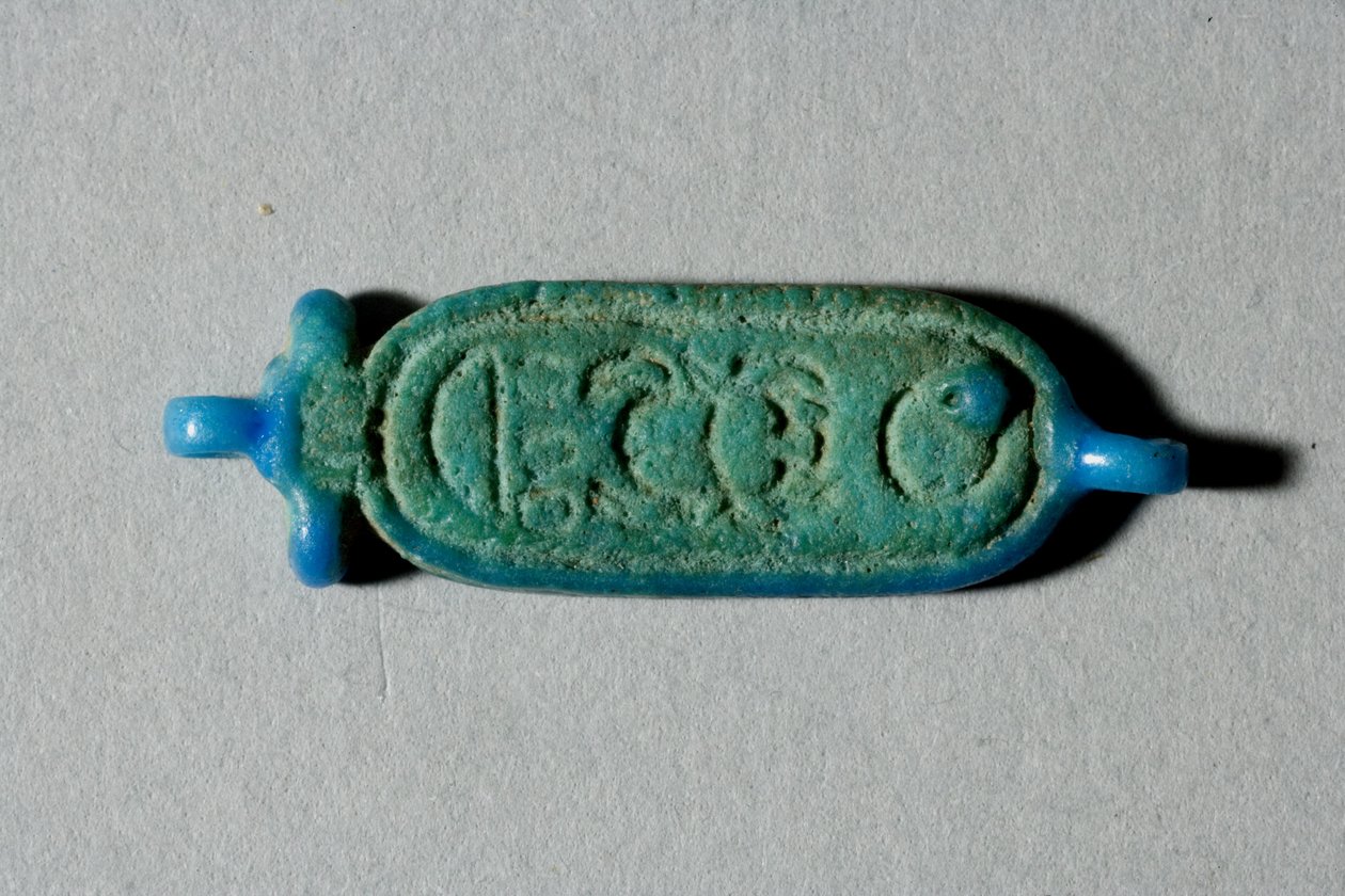 Perle mit der Kartusche von Tutanchamun, Neues Reich, Regierungszeit von Tutanchamun, 1336-27 v. Chr. (Faience) von Egyptian 18th Dynasty