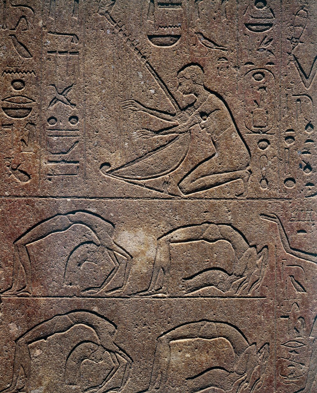 Feiern mit Harfenspieler und Akrobaten, Relief, Rote Kapelle von Hatschepsut, Rekonstruktion ausgestellt im Museum von Karnak, ägyptische Zivilisation, Neues Reich, Dynastie XVIII von Egyptian 18th Dynasty