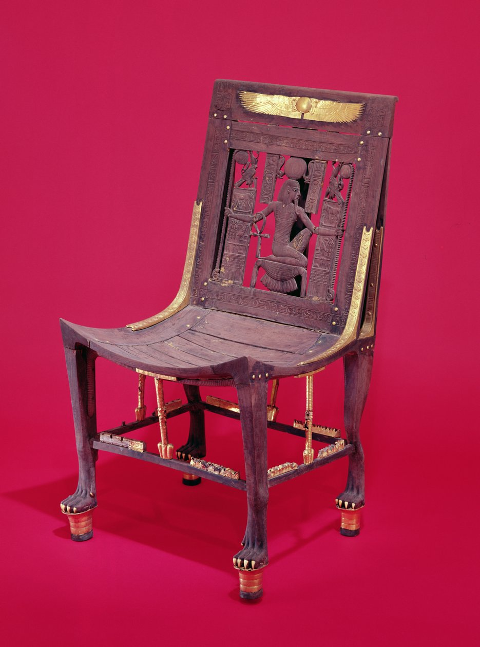 Stuhl, aus dem Grab von Tutanchamun, das den Geist der Millionen Jahre darstellt, Neues Reich von Egyptian 18th Dynasty
