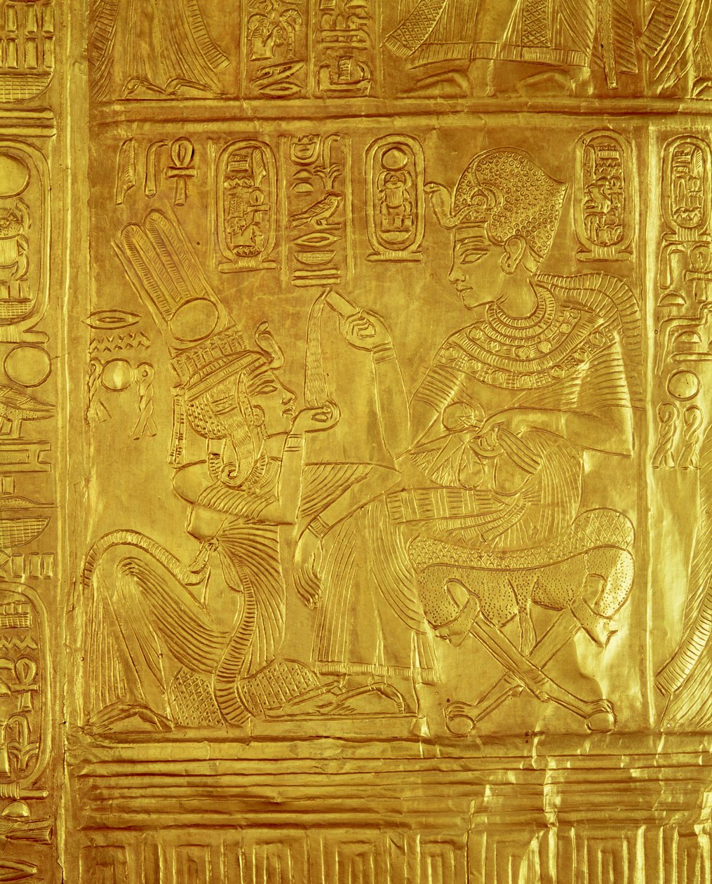 Detail vom Goldenen Schrein, aus dem Grab von Tutanchamun (ca. 1370-1352 v. Chr.) Neues Reich von Egyptian 18th Dynasty