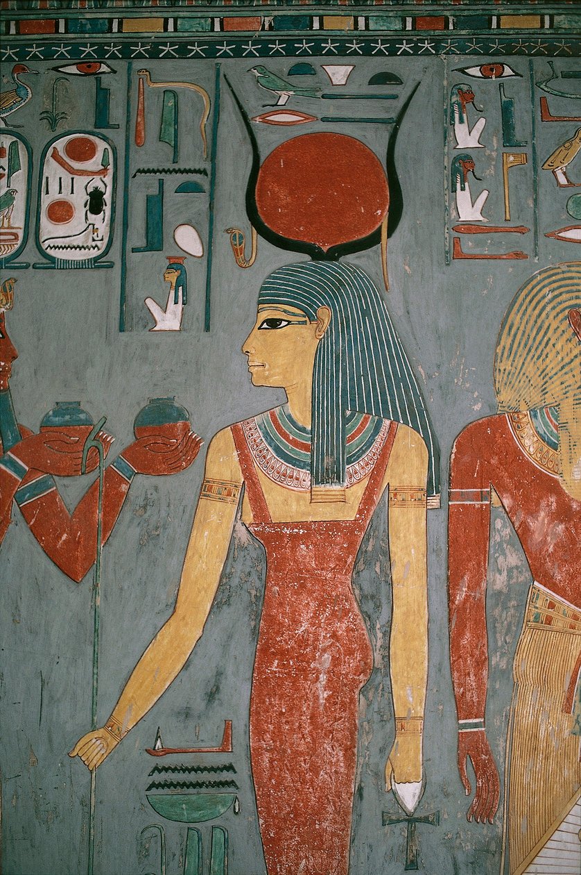 Ägypten, Antikes Theben, Luxor, Tal der Könige, Grab von Horemheb, Wandmalerei darstellend Göttin Isis, Neues Reich, Dynastie XVIII von Egyptian 18th Dynasty
