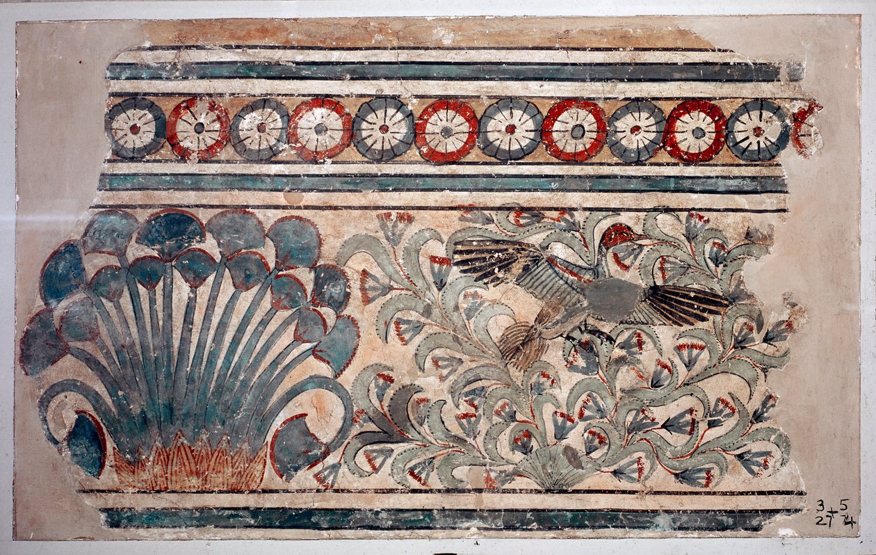 Ägyptische Antiquitäten: Freskenfragment aus dem Palast von Amenophis III. in Malkata von Egyptian 18th Dynasty