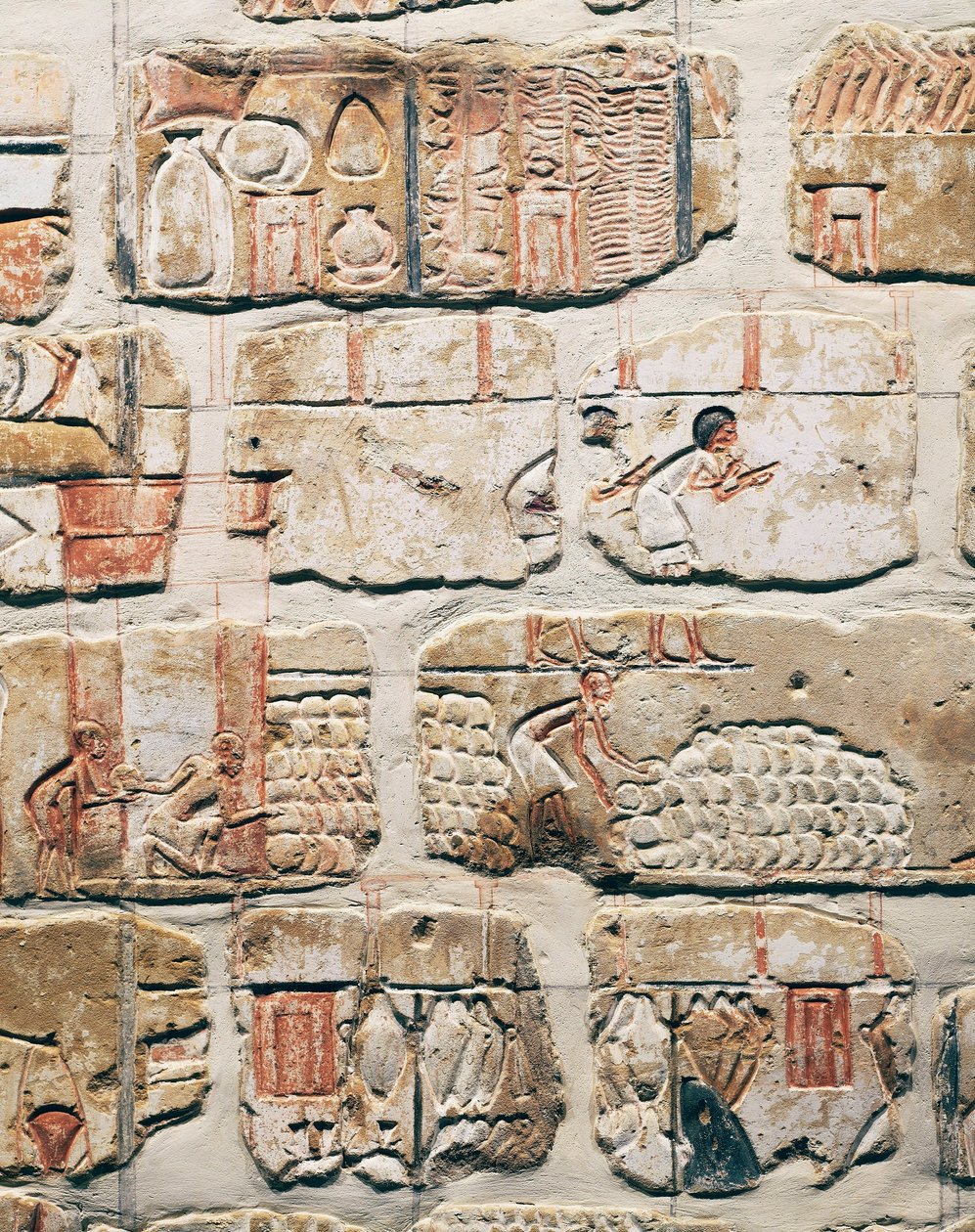 Ägyptische Zivilisation, Fragmente der Talatat-Mauer, aus dem Tempel von Amenhotep IV in Karnak, Luxor, Ägypten von Egyptian 18th Dynasty