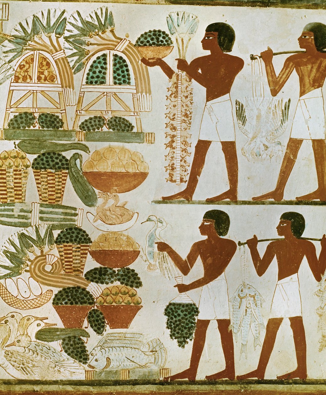 Männer, die Obst und Essen für die Verstorbenen tragen von Egyptian 18th Dynasty