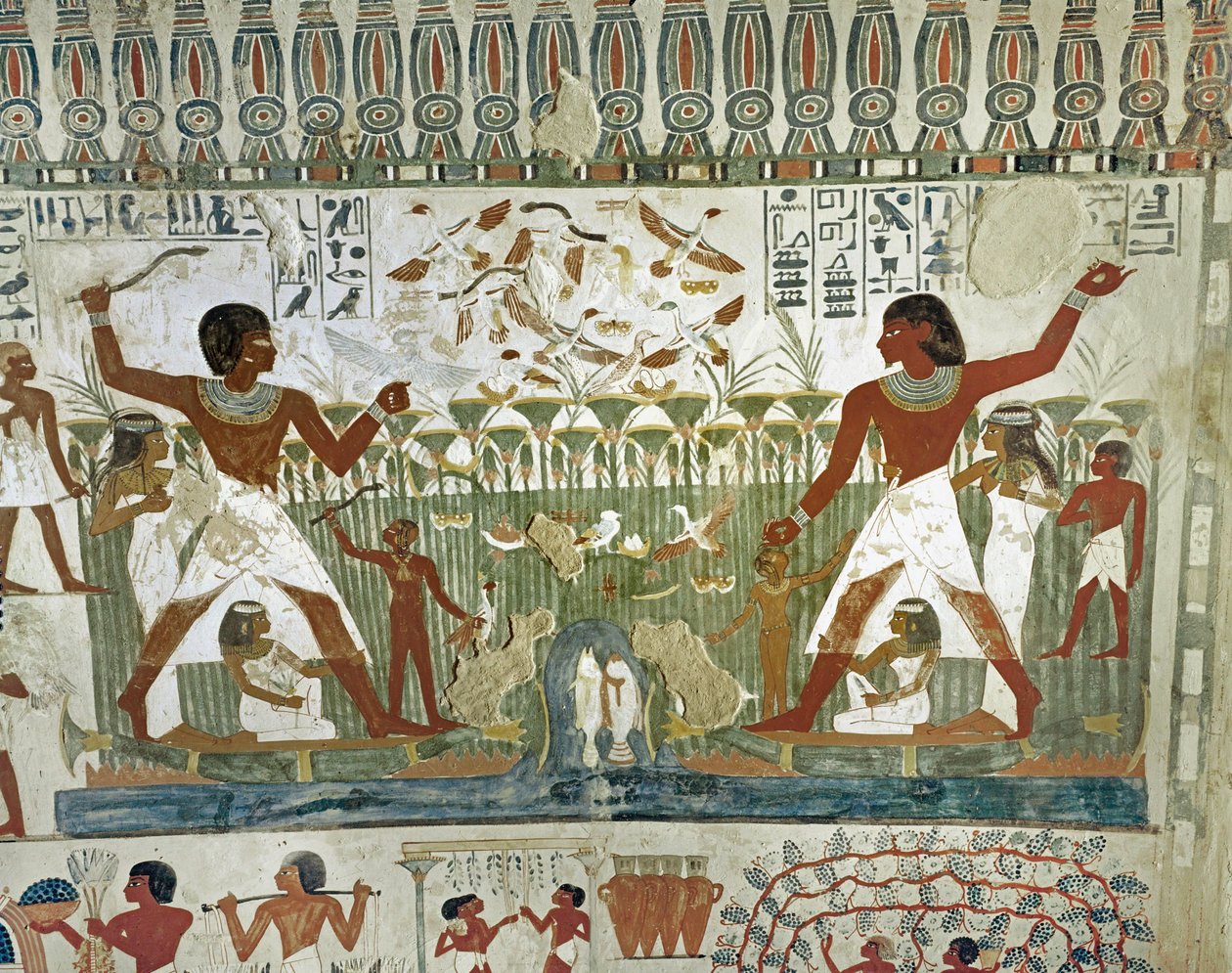 Nakht mit seiner Familie bei der Jagd in den Nil-Sümpfen von Egyptian 18th Dynasty