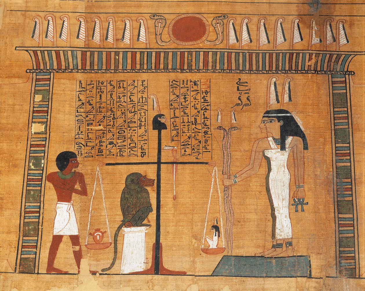 Papyrus des Totenbuchs: der Verstorbene vor dem Gericht des Osiris von Egyptian 18th Dynasty
