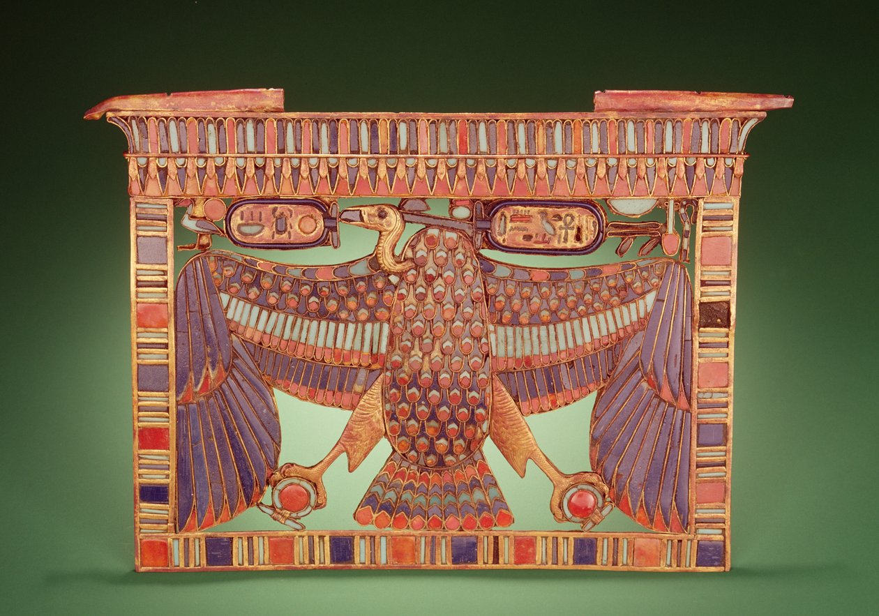 Pylon-Pektorale verziert mit dem Geier von Oberägypten, aus dem Grab von Tutanchamun (ca. 1370-52 v. Chr.) Neues Reich von Egyptian 18th Dynasty