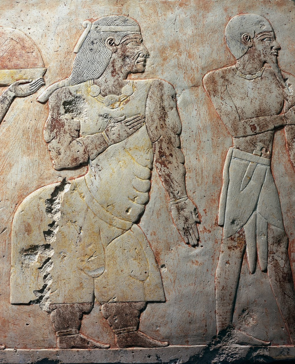 Königin von Punt, Detail der Szene, die die Expedition ins Land Punt darstellt, bemaltes Relief, Kolonnade von Punt, Totentempel von Hatschepsut, Deir el-Bahari, Nekropole von Theben (UNESCO-Welterbeliste) von Egyptian 18th Dynasty